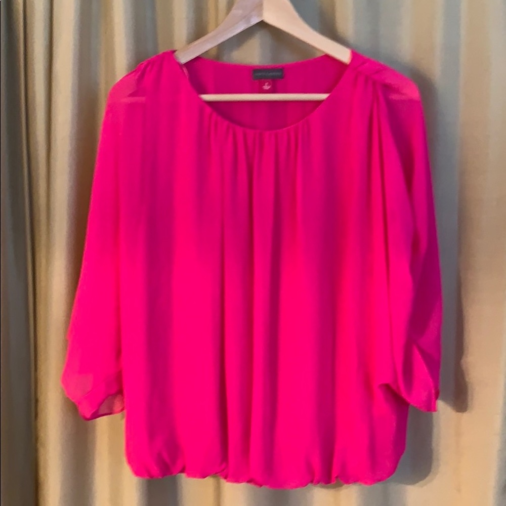 Vince Camuto Hot Pink Scoop Neck Blouse